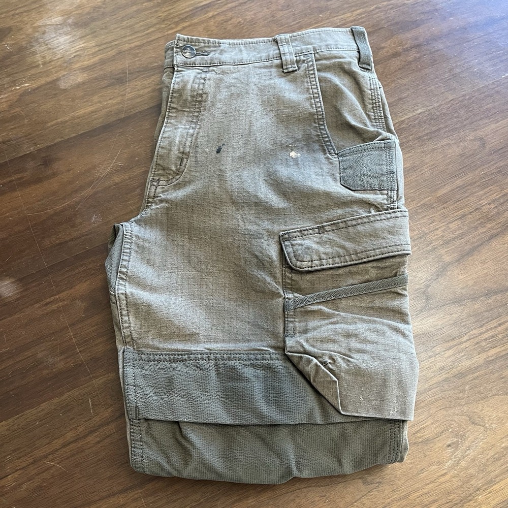 Carhartt Steel Pants Mens 36x30 Green Cargo Double Knee 103335 Flex Work Strong